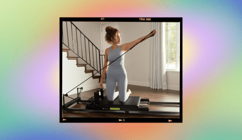 woman using an at-home reformer